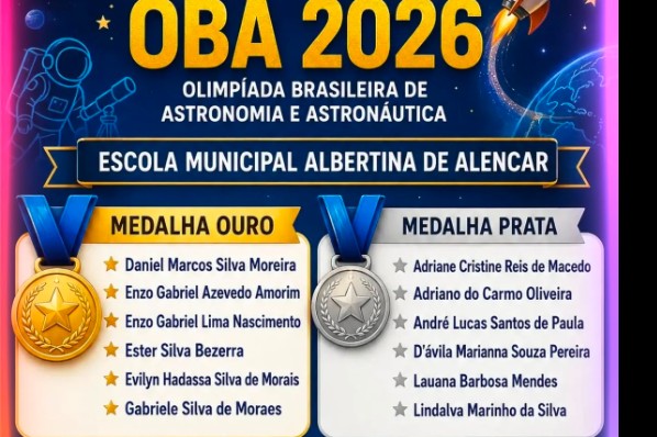 Escola Municipal Albertina de Alencar Neiva conquista 13 medalhas na OBA 2026